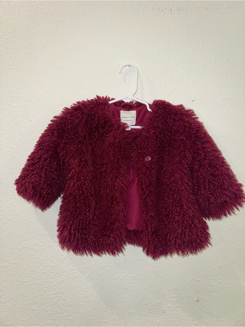 Janie and jack girl Burgundy teddy Fur Coat
